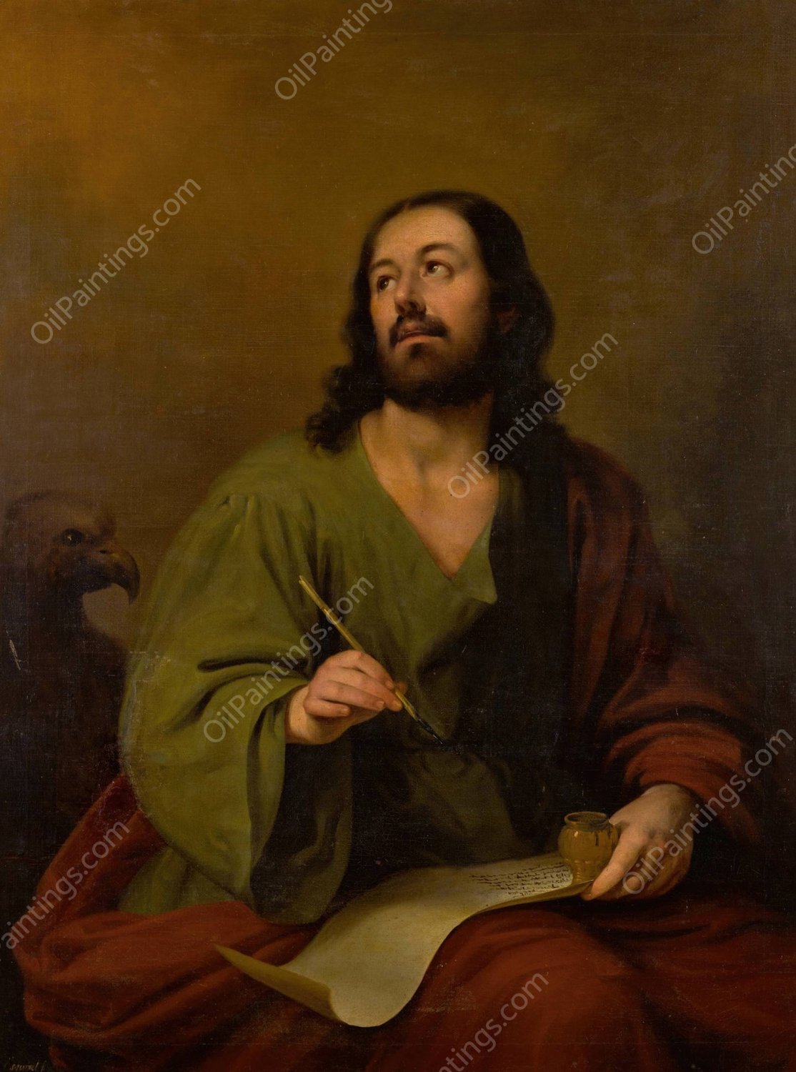 Saint John Evangelist  by Antonio Maria Esquivel - Hand-Painted Oil Painting Reproduction