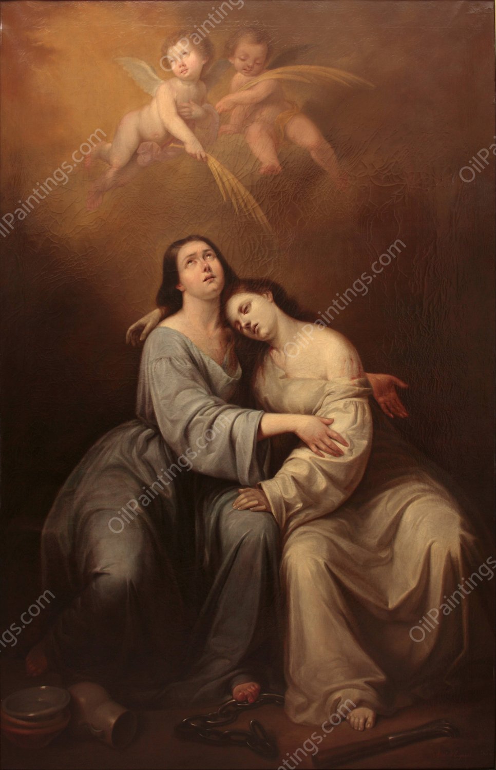 Saint Justa and Saint Rufina  by Antonio Maria Esquivel - Hand-Painted Oil Painting Reproduction