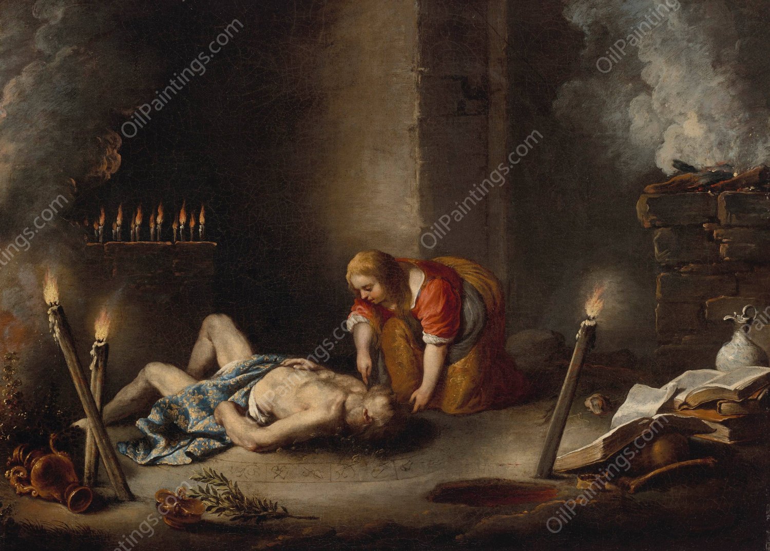 Medea using her Magic, a scene from Ovid's Metamorphoses by Antonio Maria Vassallo - Hand-Painted Oil Painting Reproduction