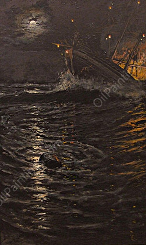 Fire On Board by Antonio Munoz Degrain - Hand-Painted Oil Painting Reproduction