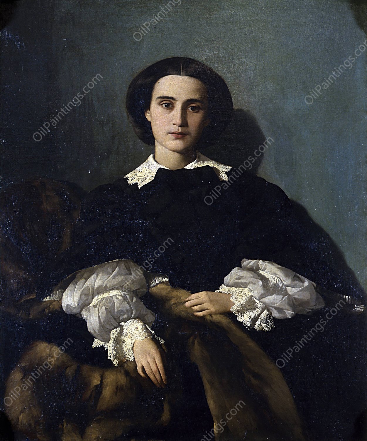 Portrait of Signora Morrocchi  by Antonio Puccinelli - Hand-Painted Oil Painting Reproduction