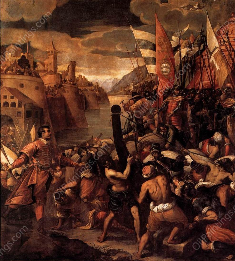 Conquest of Tyre by Antonio Vassilacchi - Hand-Painted Oil Painting Reproduction
