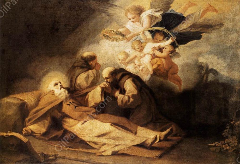 The Death of St Anthony the Hermit by Antonio Viladomat y Manalt - Hand-Painted Oil Painting Reproduction