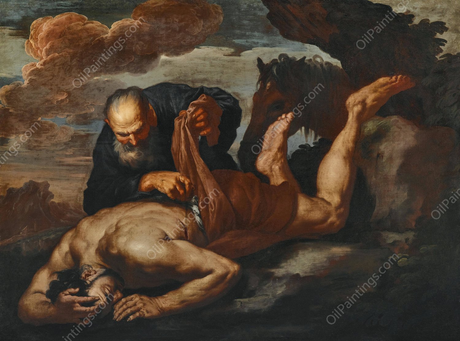 The Good Samaritan by Antonio Zanchi - Hand-Painted Oil Painting Reproduction