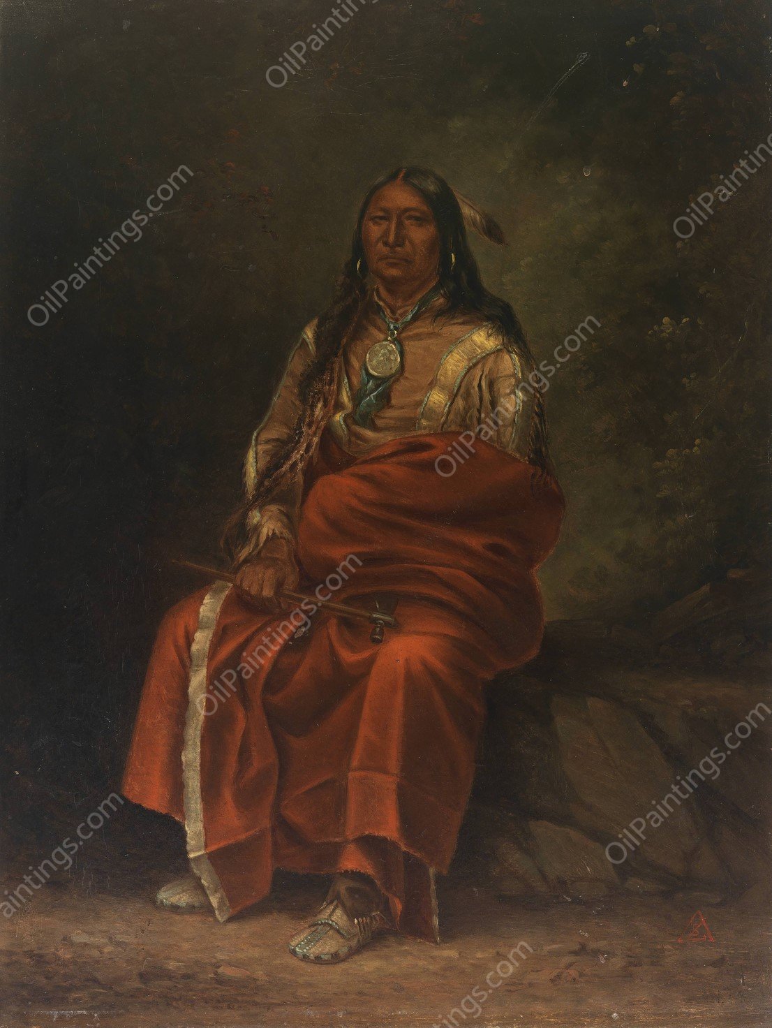 Spotted Tail  by Antonio Zeno Shindler - Hand-Painted Oil Painting Reproduction