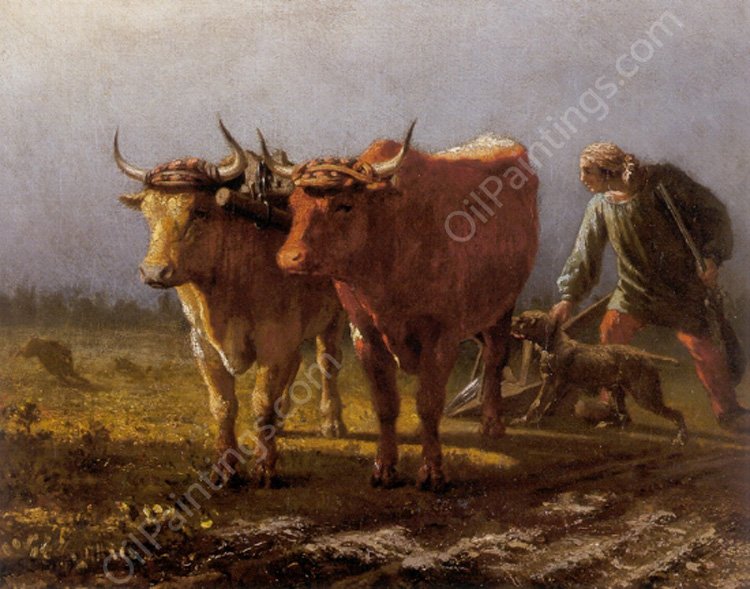 Plowing by Antony Troncet - Hand-Painted Oil Painting Reproduction