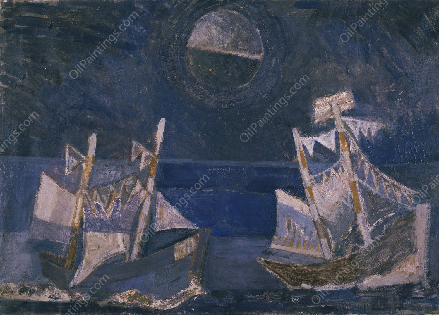 Blauwe Marine by Arie Van De Giessen - Hand-Painted Oil Painting Reproduction