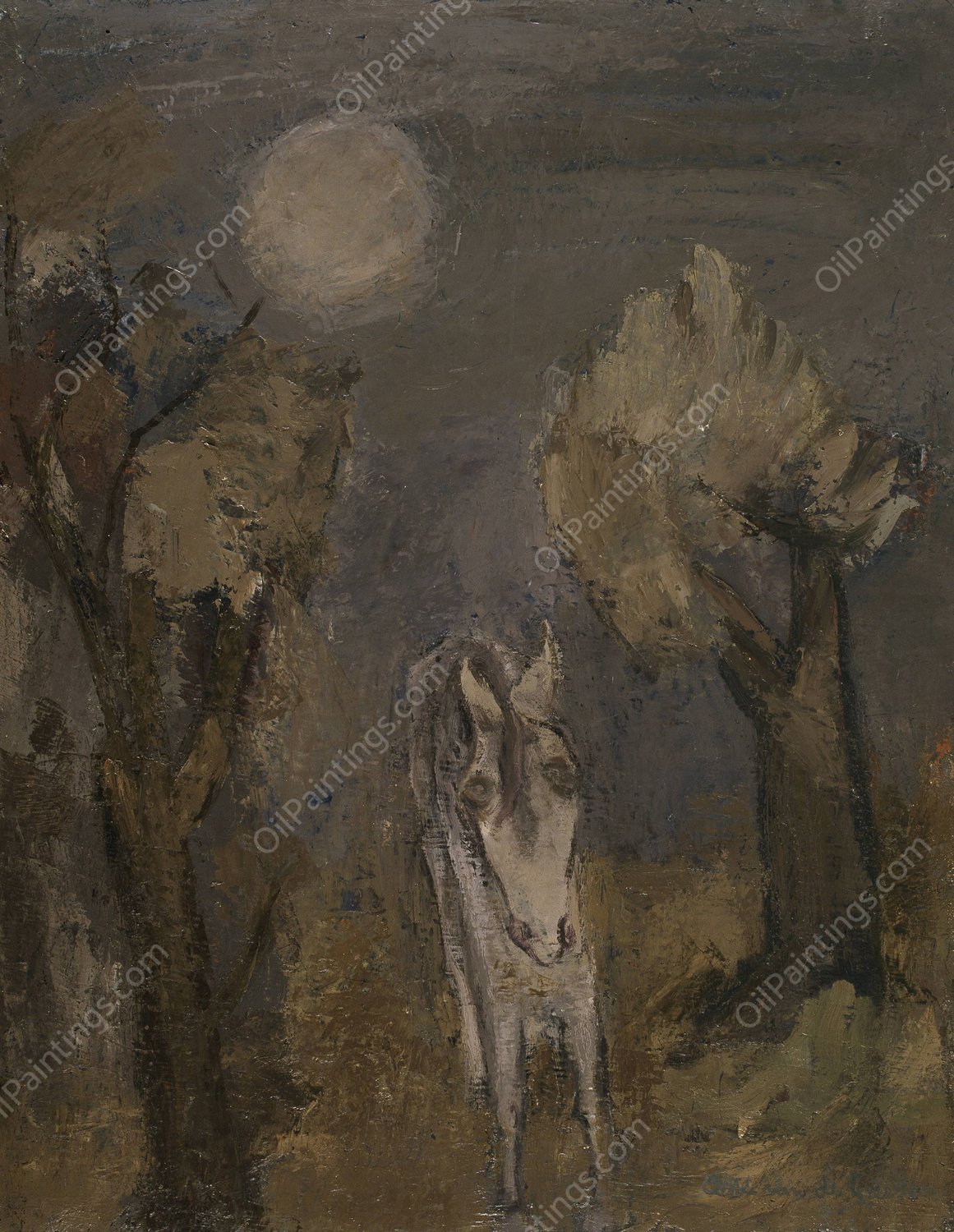 Ezel bij maanlicht by Arie Van De Giessen - Hand-Painted Oil Painting Reproduction