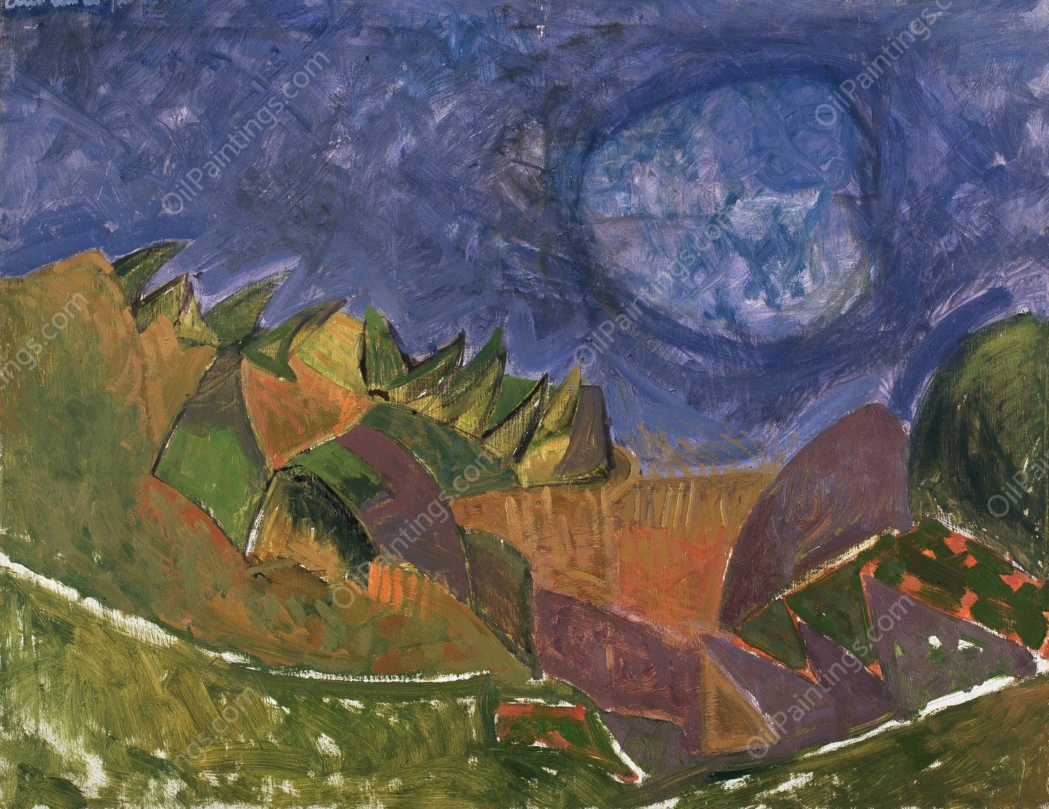 Landschap  by Arie Van De Giessen - Hand-Painted Oil Painting Reproduction