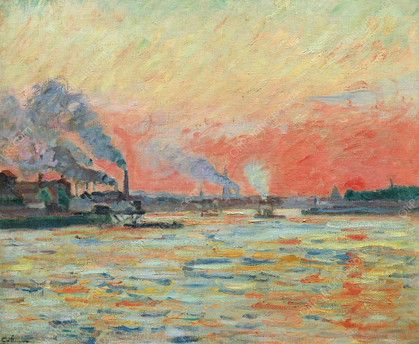 Confluent de la Seine et de la Marne a Ivry  by Armand Guillaumin - Hand-Painted Oil Painting Reproduction