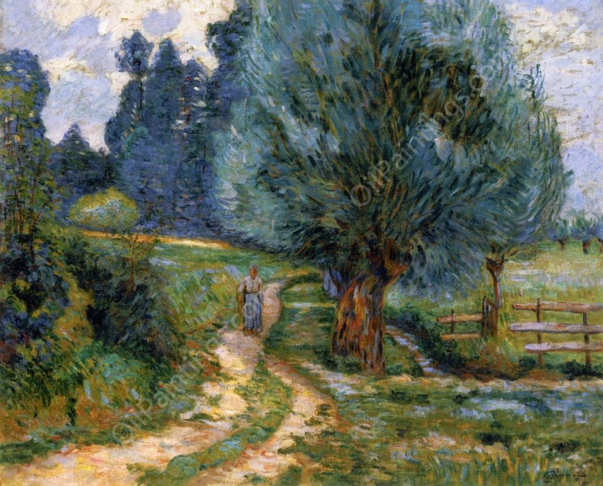Stroller on the Banks of the Orge by Armand Guillaumin - Hand-Painted Oil Painting Reproduction