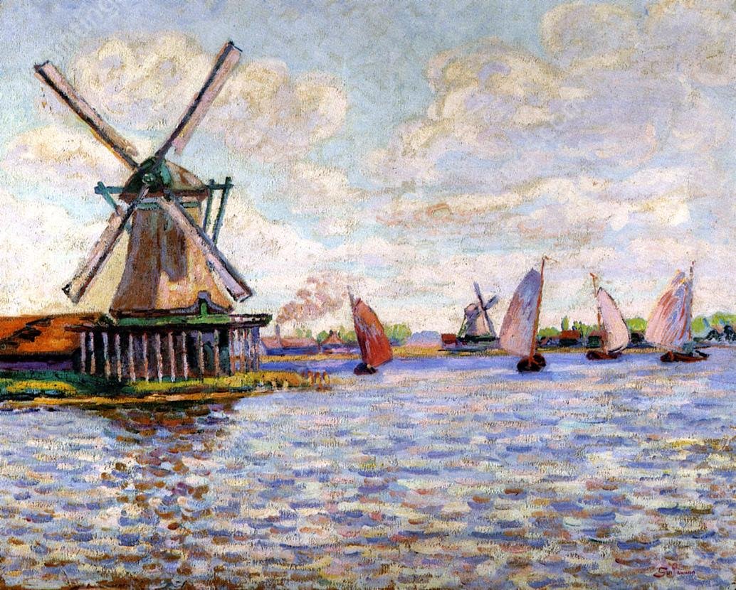 Windmills in Holland by Armand Guillaumin - Hand-Painted Oil Painting Reproduction