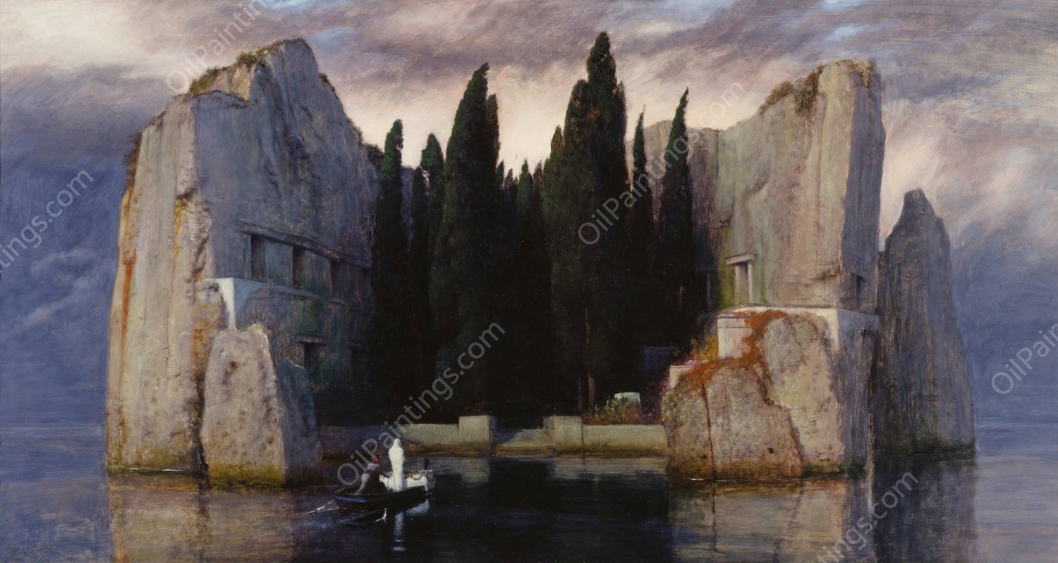 Die Toteninsel III  by Arnold Bocklin - Hand-Painted Oil Painting Reproduction