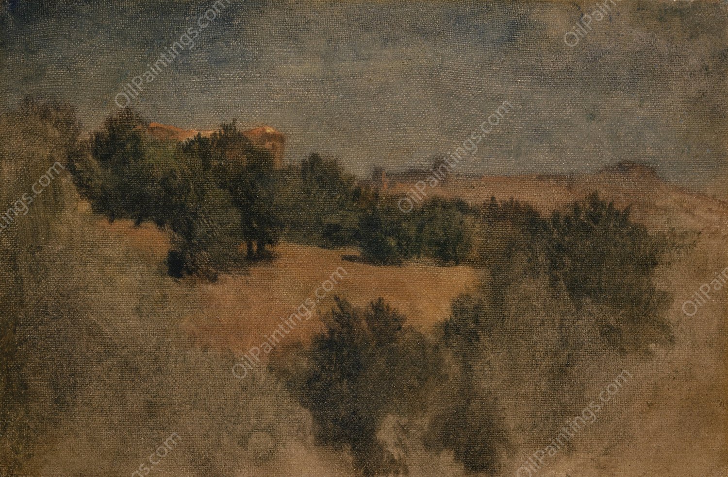 Landscape near Palestrina  by Arnold Bocklin - Hand-Painted Oil Painting Reproduction