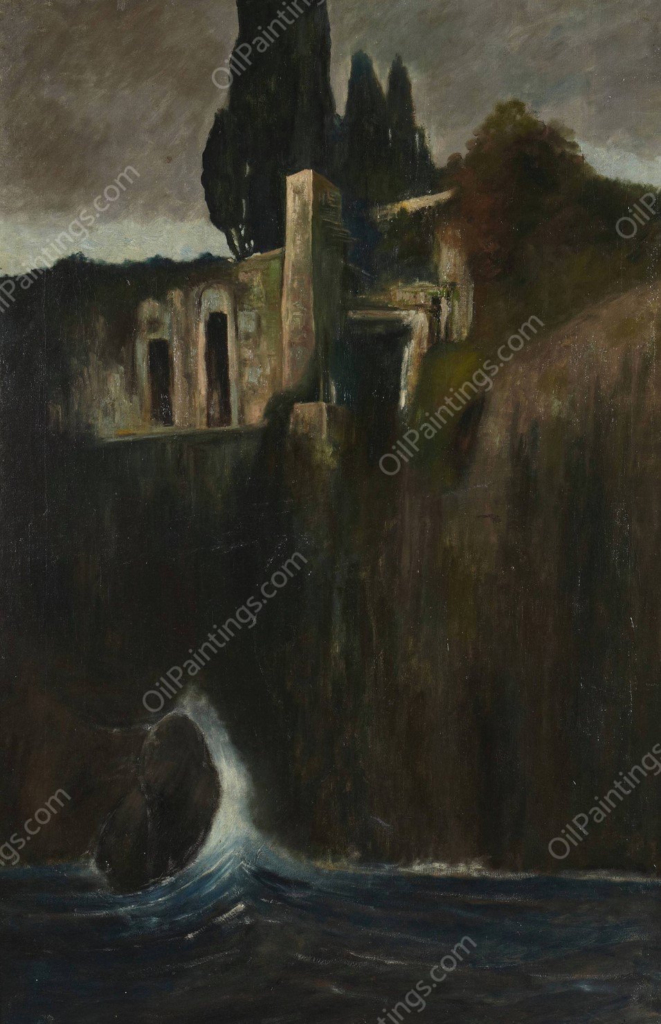 Landscape by Arnold Bocklin - Hand-Painted Oil Painting Reproduction