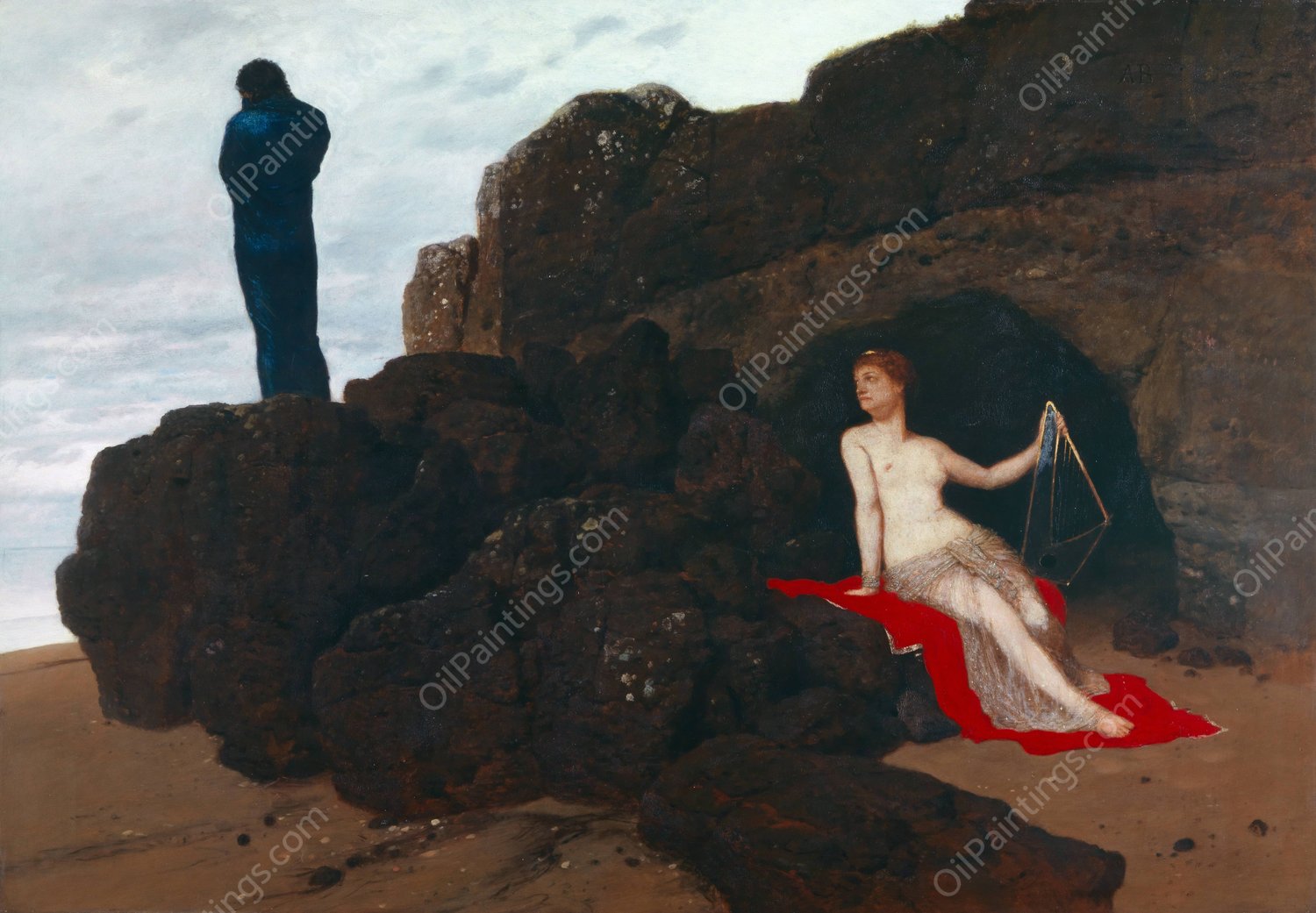 Odysseus and Calypso  by Arnold Bocklin - Hand-Painted Oil Painting Reproduction