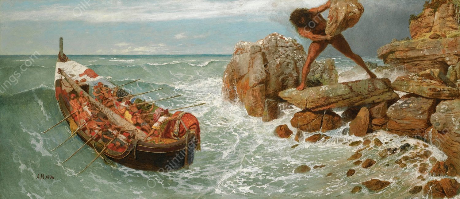 Odysseus And Polyphemus  by Arnold Bocklin - Hand-Painted Oil Painting Reproduction