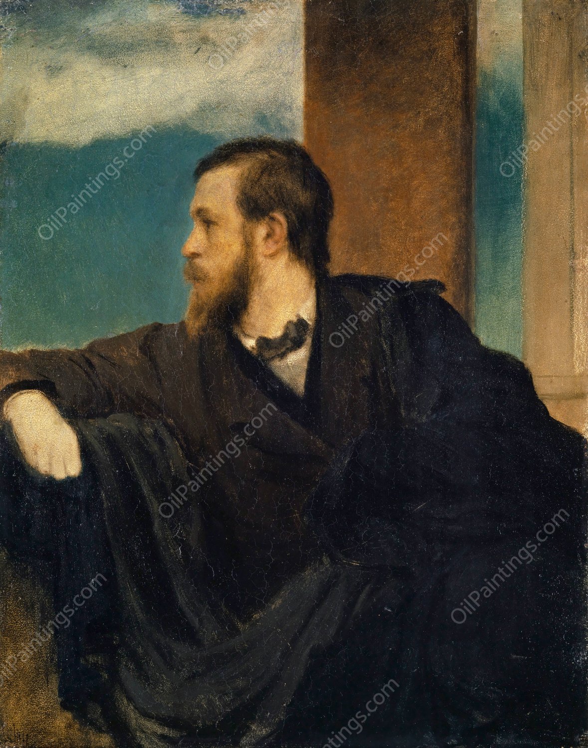 Self-Portrait  by Arnold Bocklin - Hand-Painted Oil Painting Reproduction