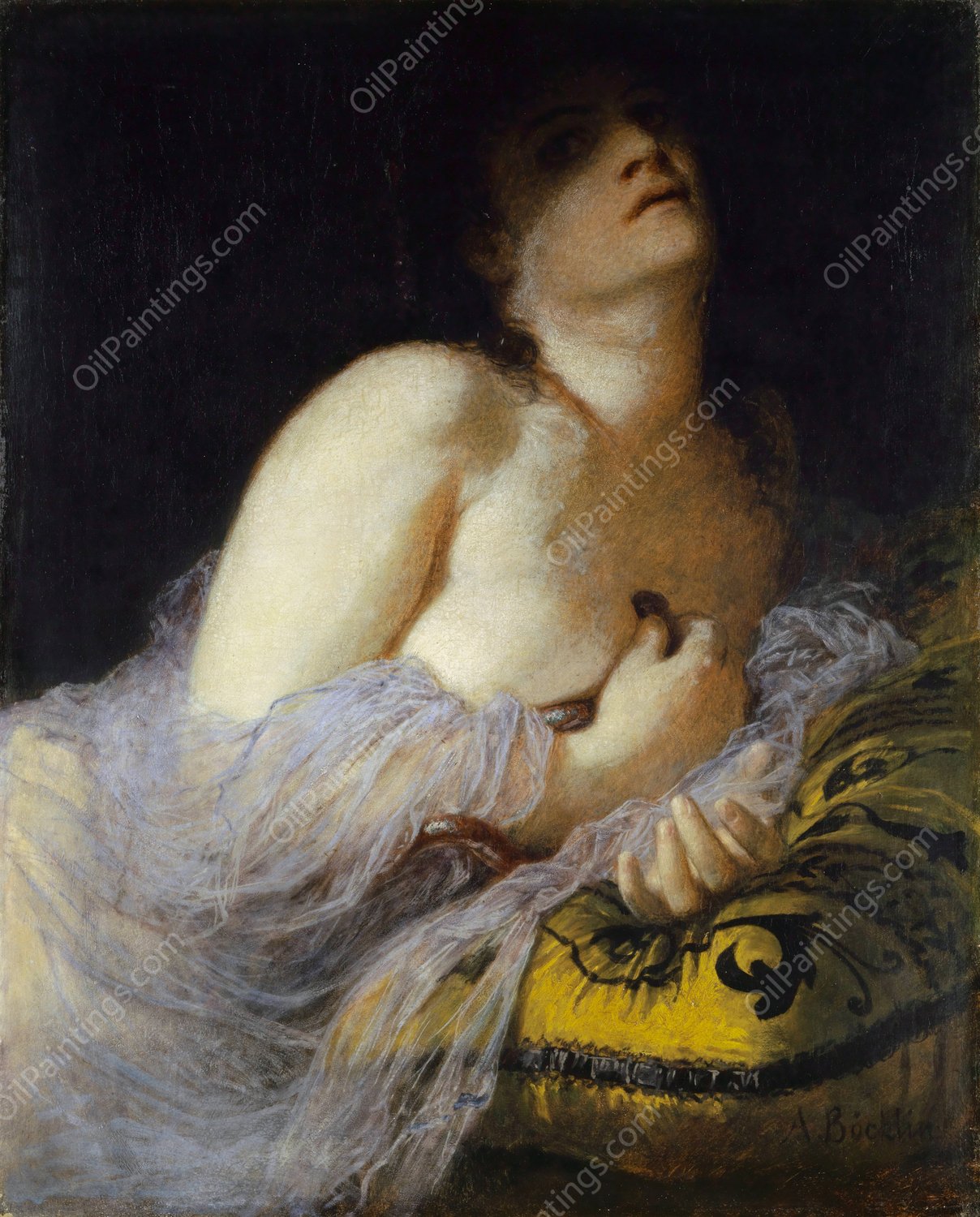 The Death of Cleopatra  by Arnold Bocklin - Hand-Painted Oil Painting Reproduction