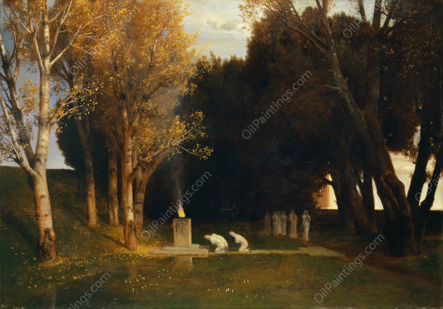 The Sacred Grove  by Arnold Bocklin - Hand-Painted Oil Painting Reproduction