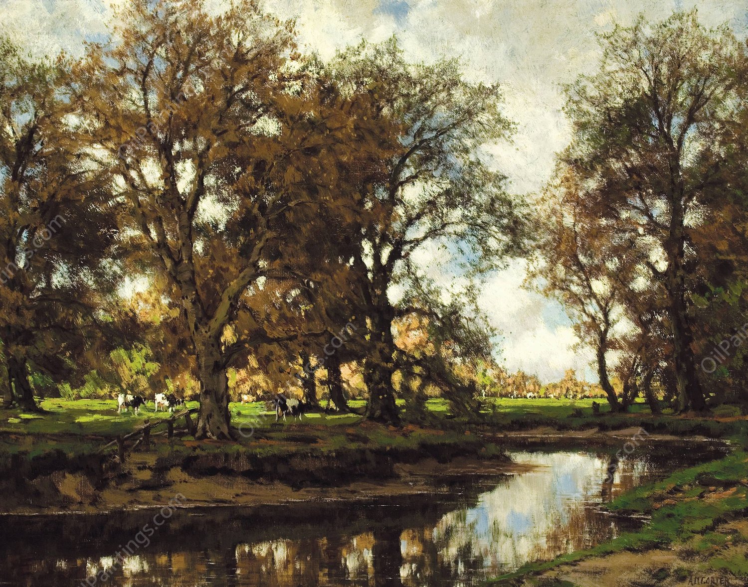 Grazing at the Vordense Beek by Arnold Marc Gorter - Hand-Painted Oil Painting Reproduction