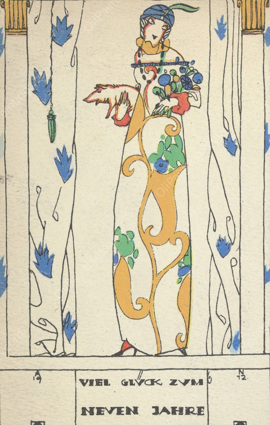 Best of Luck for the New Year  by Arnold Nechansky - Hand-Painted Oil Painting Reproduction