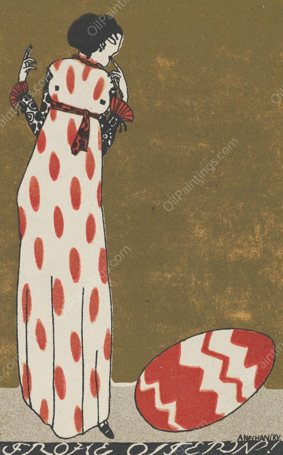 Happy Easter!  by Arnold Nechansky - Hand-Painted Oil Painting Reproduction