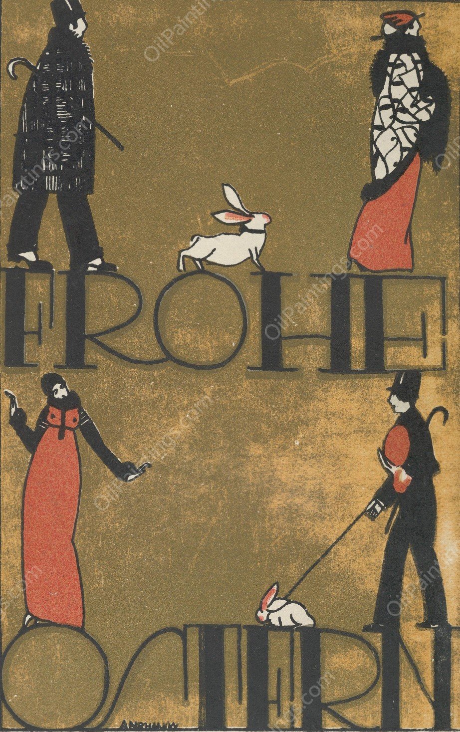 Happy Easter!  by Arnold Nechansky - Hand-Painted Oil Painting Reproduction