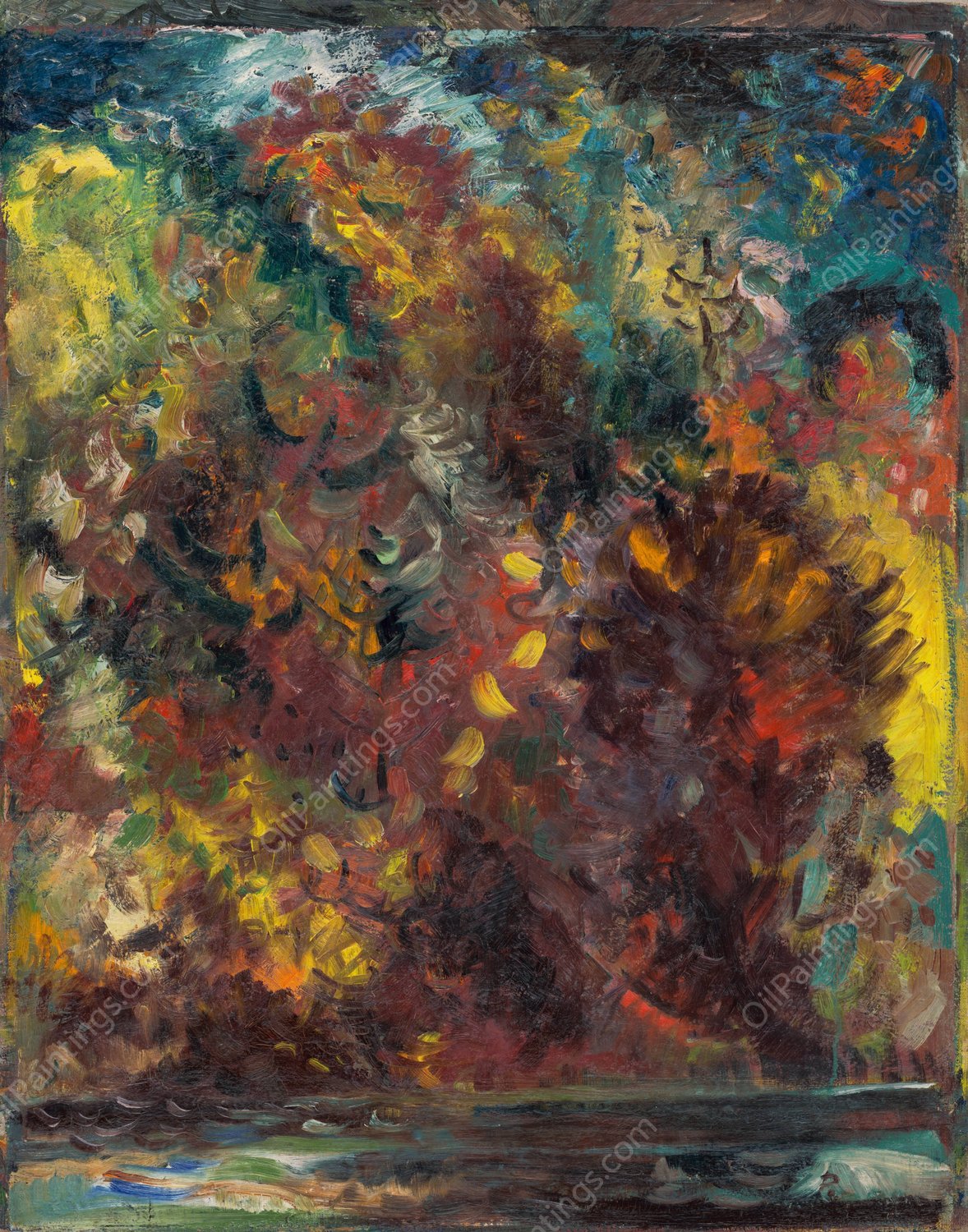 Autumn on a River Bank  by Arnold Peter Weisz-Kubincan - Hand-Painted Oil Painting Reproduction