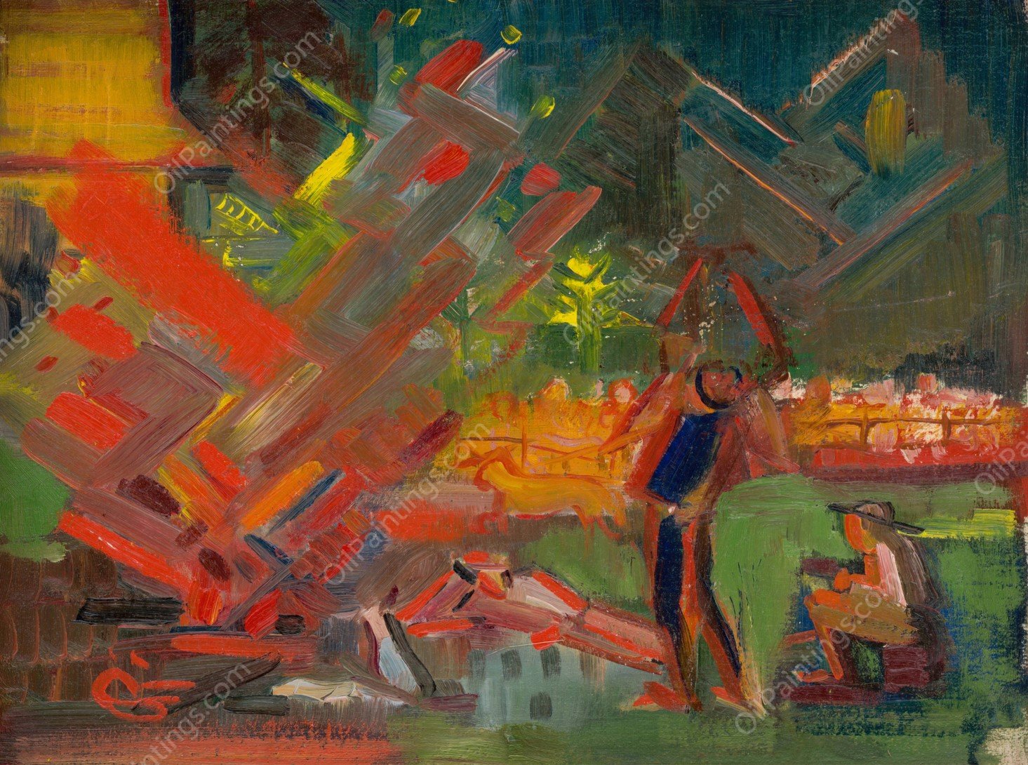 By the Campfire  by Arnold Peter Weisz-Kubincan - Hand-Painted Oil Painting Reproduction