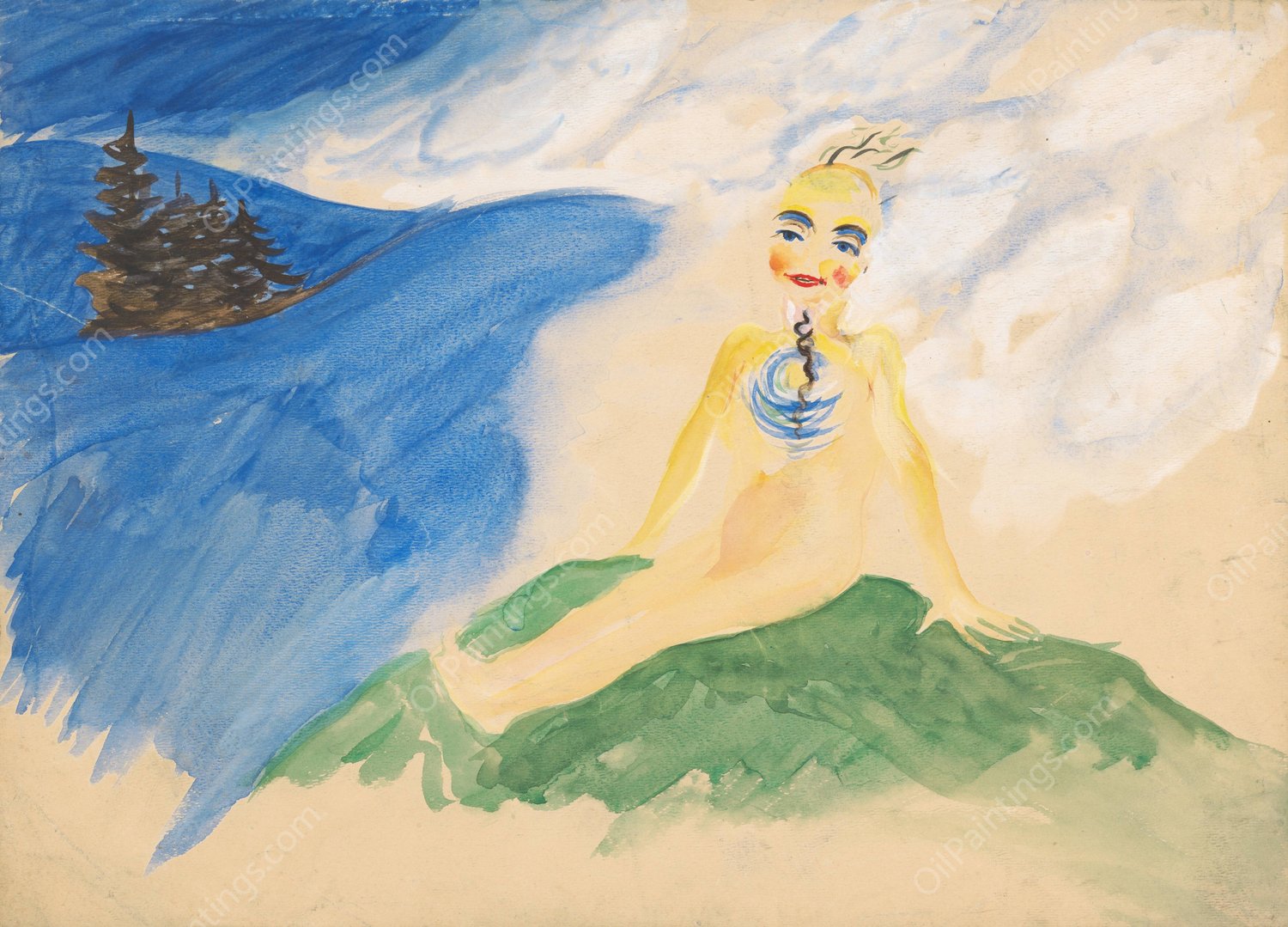 Fairy Tale Motif  by Arnold Peter Weisz-Kubincan - Hand-Painted Oil Painting Reproduction