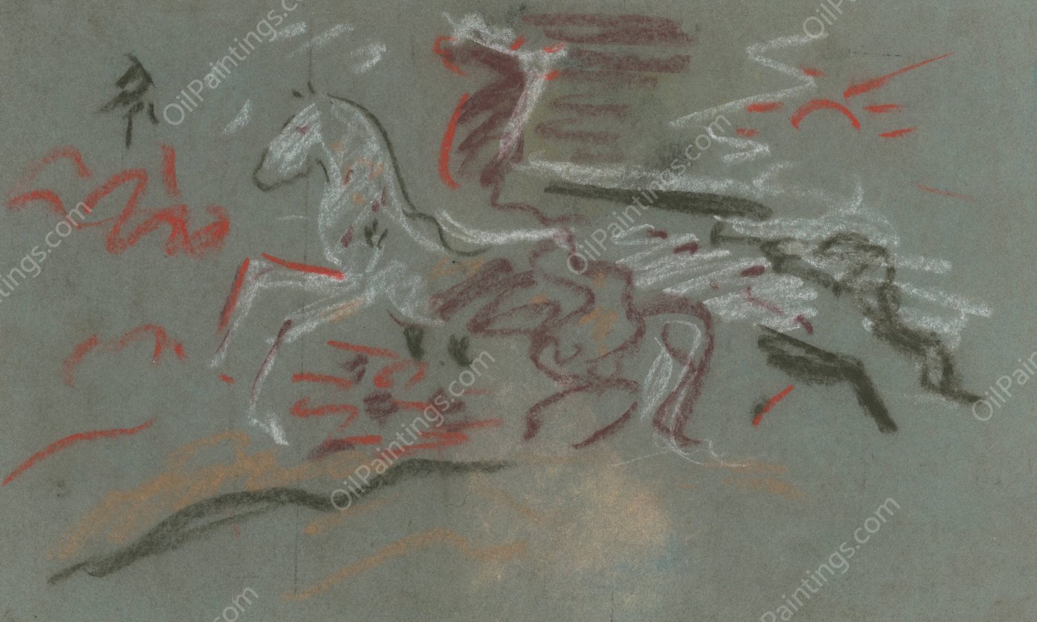 Galloping Horses  by Arnold Peter Weisz-Kubincan - Hand-Painted Oil Painting Reproduction