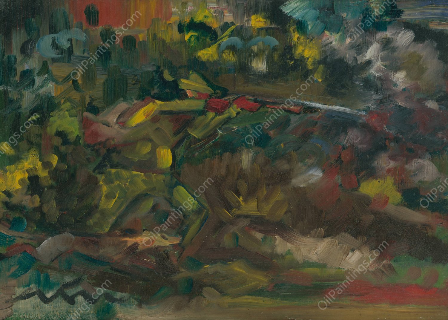 Hunter Shooting  by Arnold Peter Weisz-Kubincan - Hand-Painted Oil Painting Reproduction