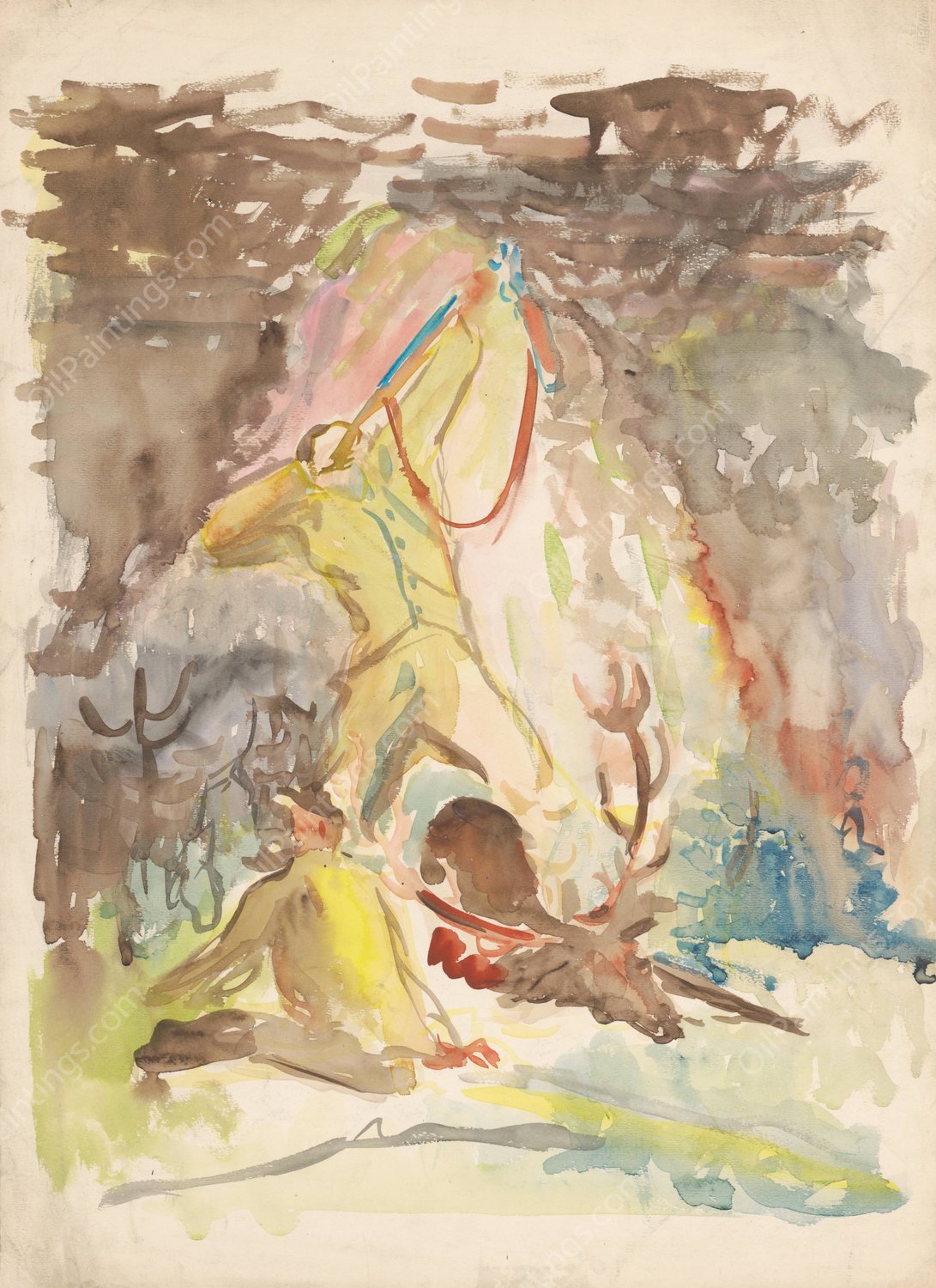 Hunting Motif  by Arnold Peter Weisz-Kubincan - Hand-Painted Oil Painting Reproduction