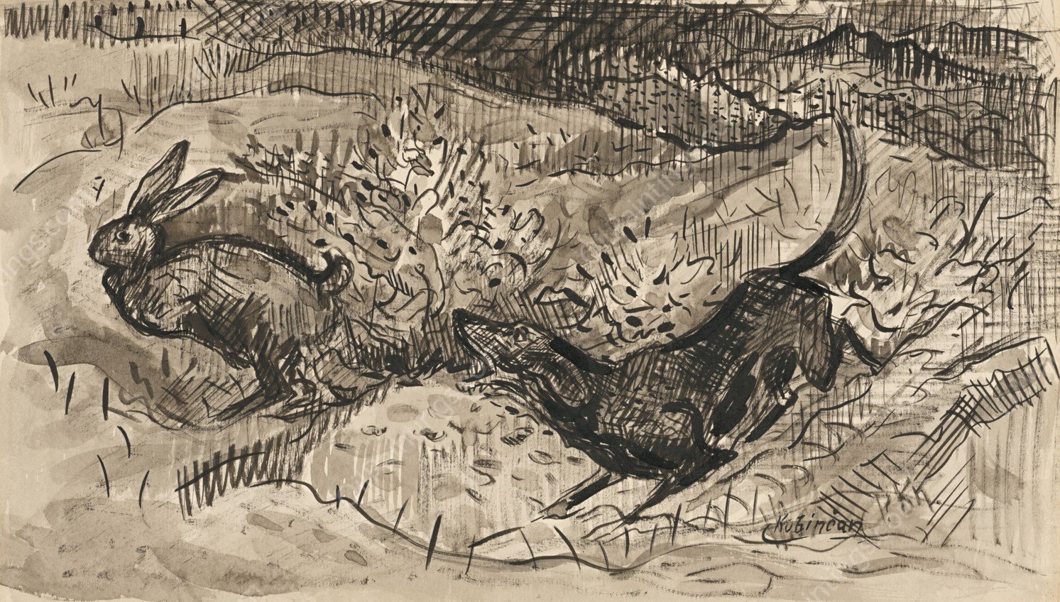 Hunting Scene  by Arnold Peter Weisz-Kubincan - Hand-Painted Oil Painting Reproduction