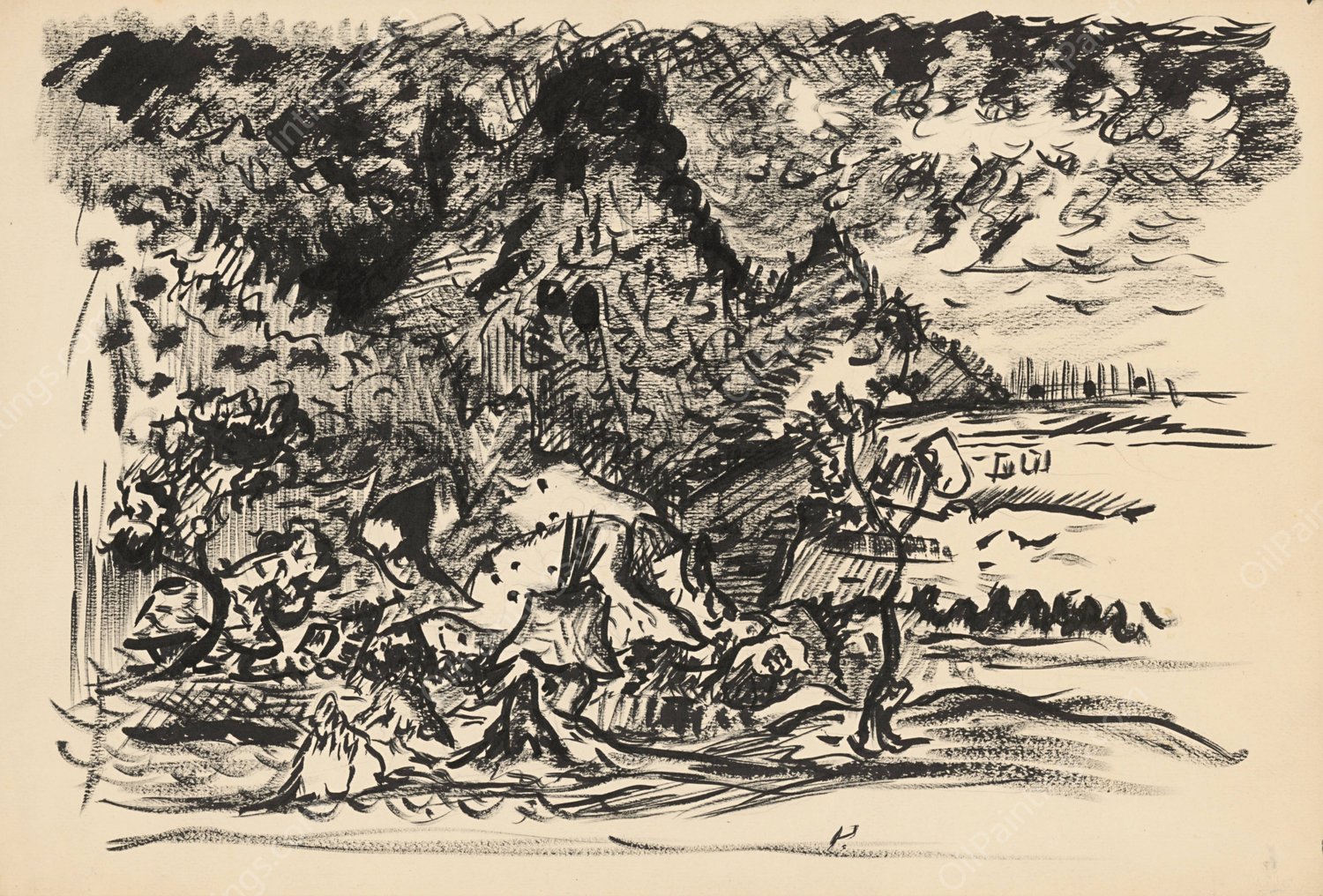 Landscape with a River  by Arnold Peter Weisz-Kubincan - Hand-Painted Oil Painting Reproduction