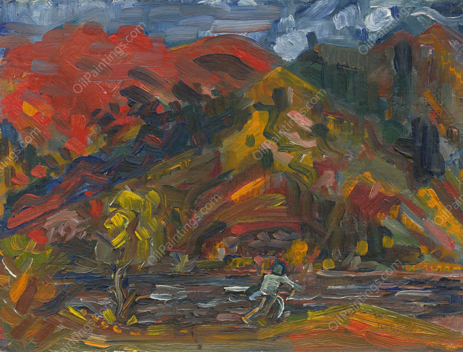 Man on the River Bank  by Arnold Peter Weisz-Kubincan - Hand-Painted Oil Painting Reproduction