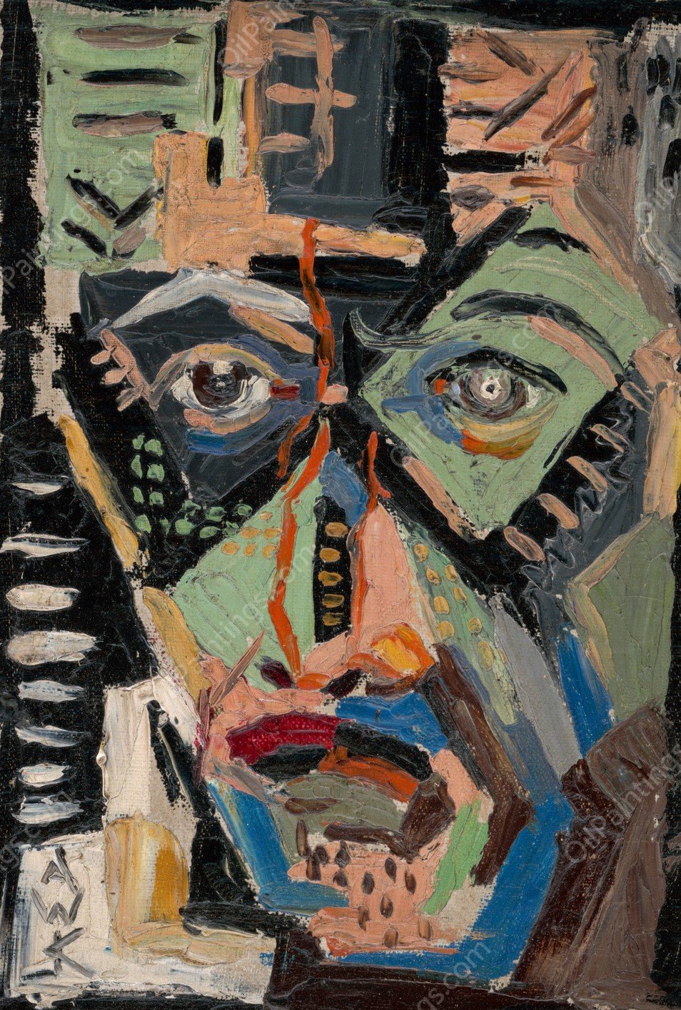 Man's Face  by Arnold Peter Weisz-Kubincan - Hand-Painted Oil Painting Reproduction