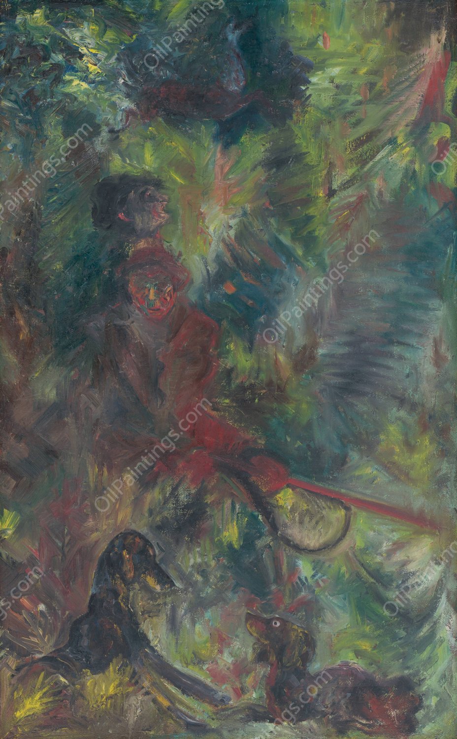 Poachers  by Arnold Peter Weisz-Kubincan - Hand-Painted Oil Painting Reproduction