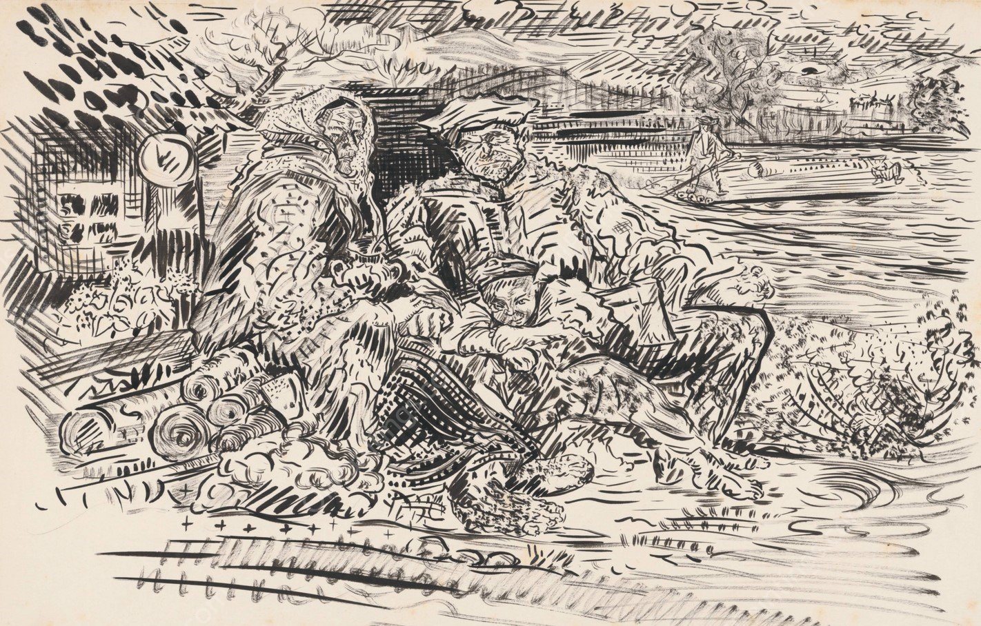 Poor Family  by Arnold Peter Weisz-Kubincan - Hand-Painted Oil Painting Reproduction