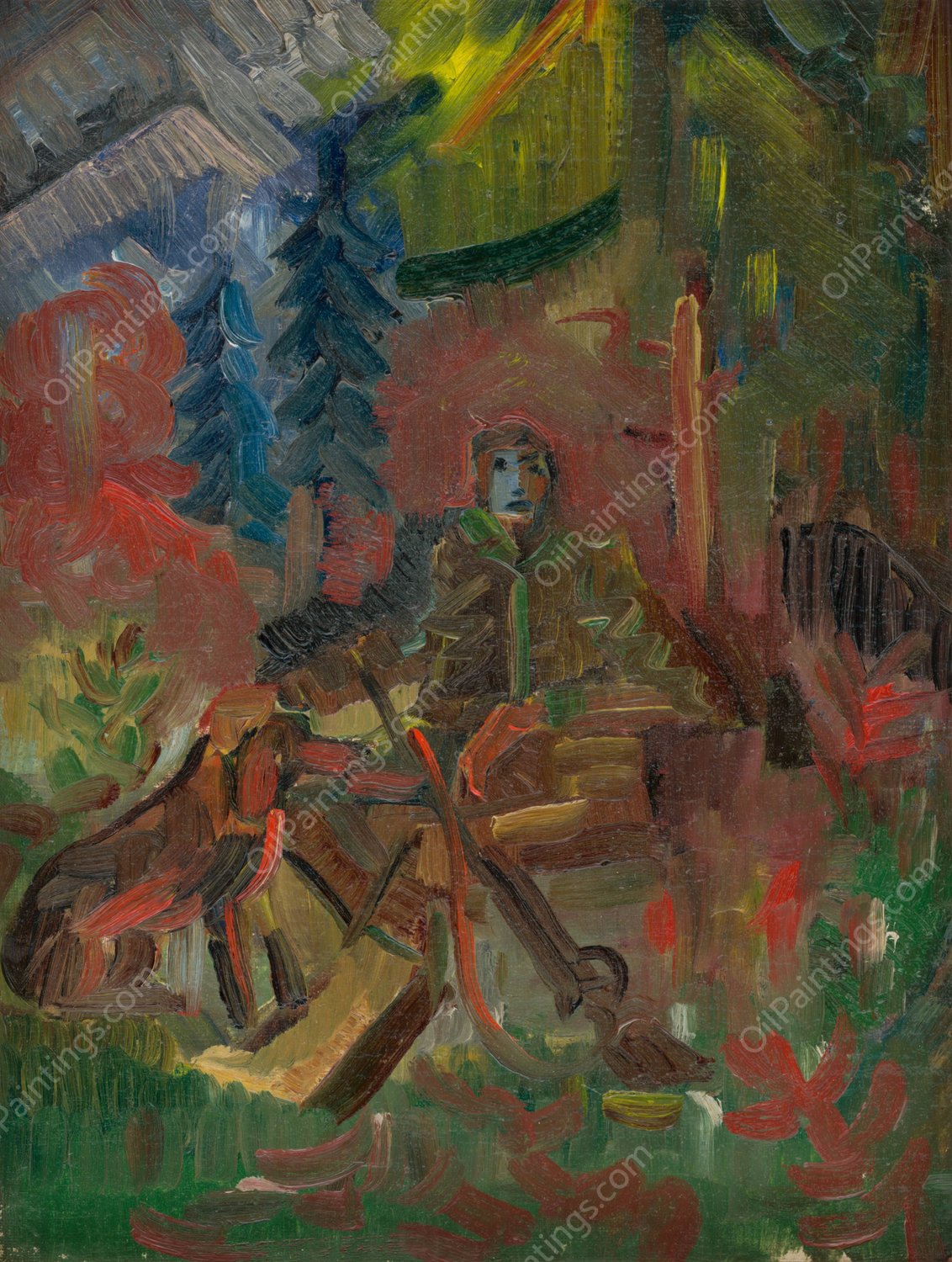 Resting Huntsman  by Arnold Peter Weisz-Kubincan - Hand-Painted Oil Painting Reproduction