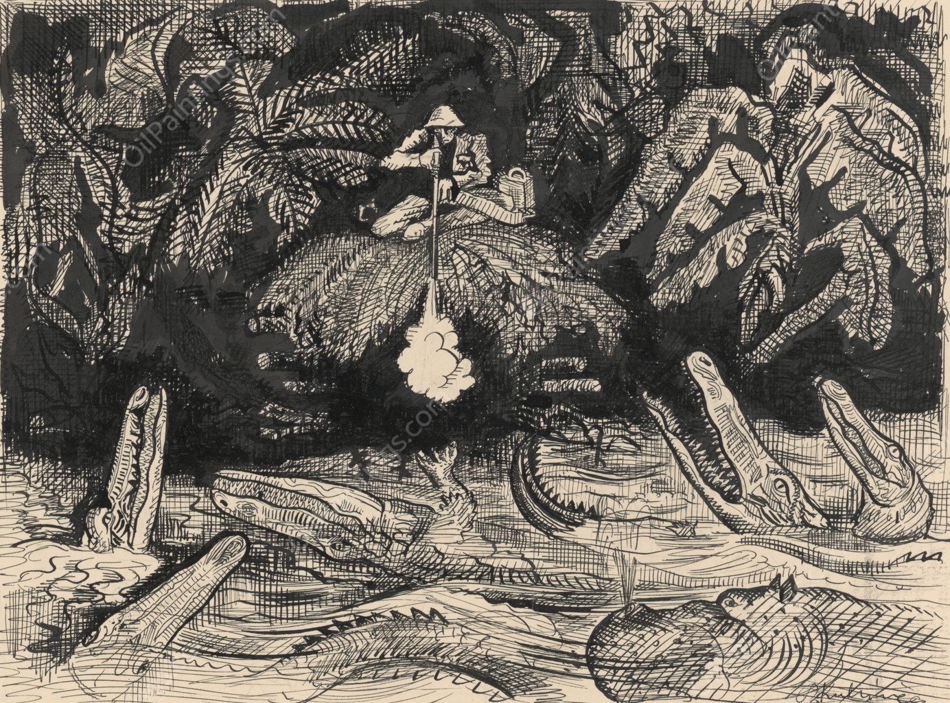 Stories in Wilderness - 6  by Arnold Peter Weisz-Kubincan - Hand-Painted Oil Painting Reproduction