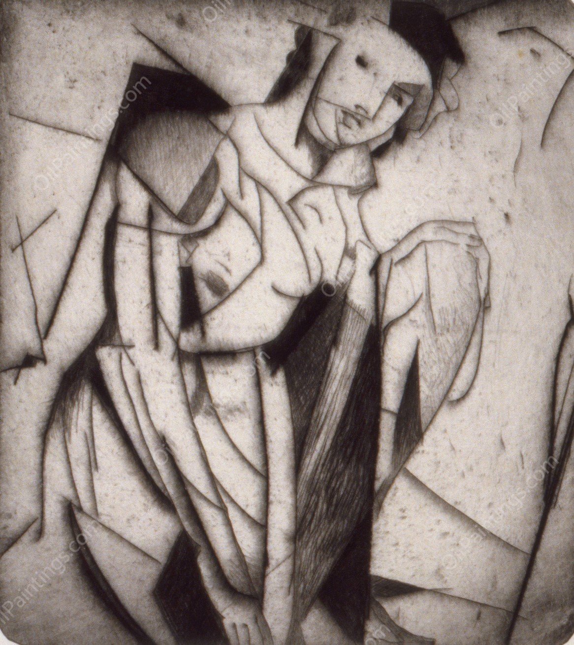 Figure in Glass  by Arthur Bowen Davies - Hand-Painted Oil Painting Reproduction