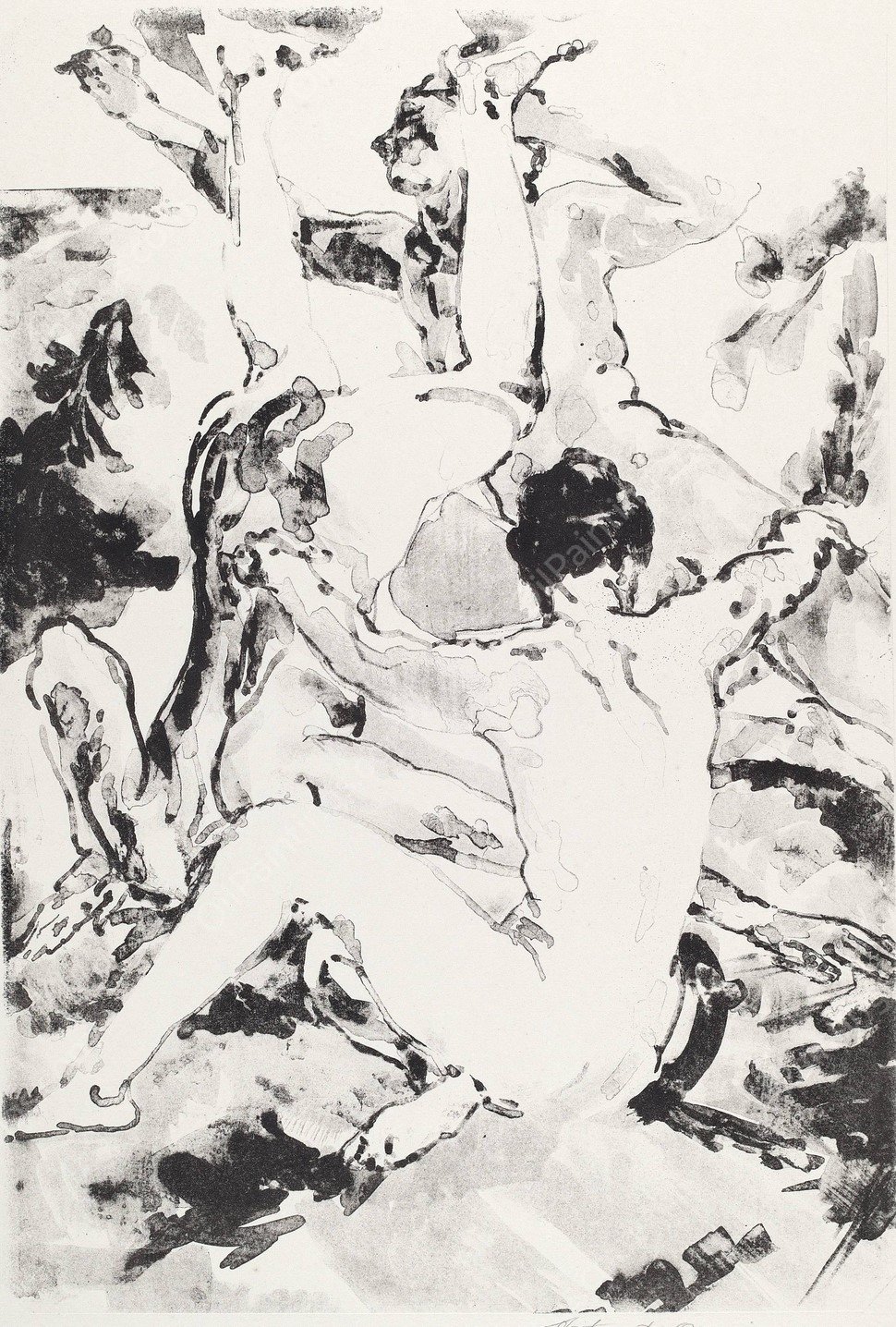 Three Acrobats  by Arthur Bowen Davies - Hand-Painted Oil Painting Reproduction