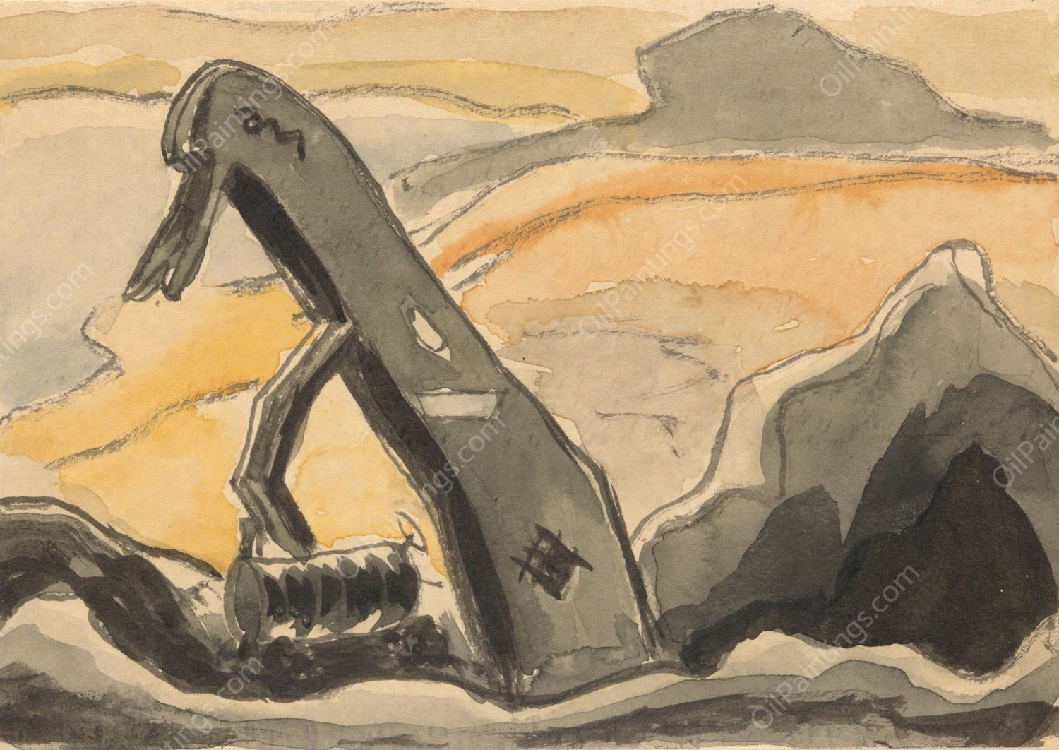 Steam Shovel-Port Washington  by Arthur Dove - Hand-Painted Oil Painting Reproduction