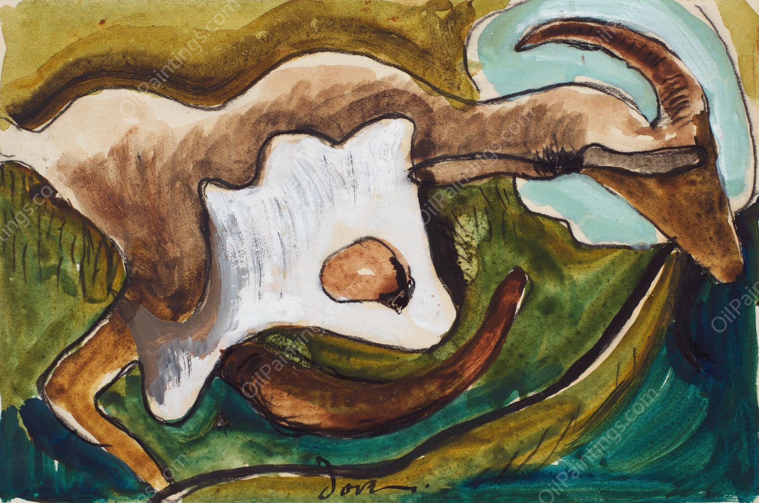 Study for Goat  by Arthur Dove - Hand-Painted Oil Painting Reproduction