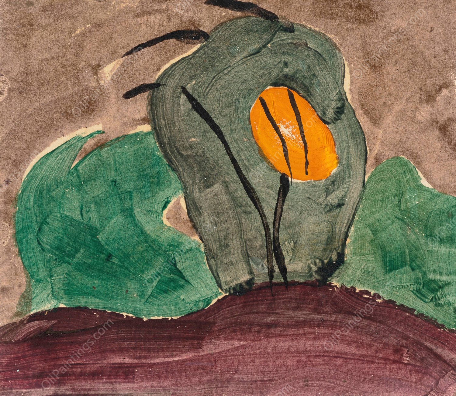 Sun Through Tree II  by Arthur Dove - Hand-Painted Oil Painting Reproduction