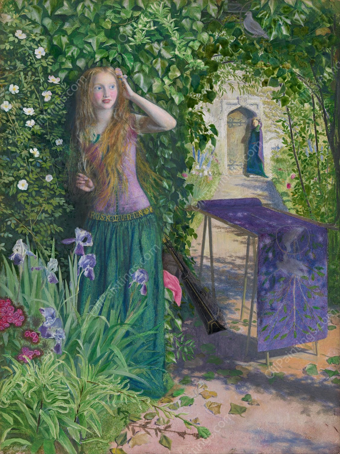 Fair Rosamund by Arthur Hughes - Hand-Painted Oil Painting Reproduction