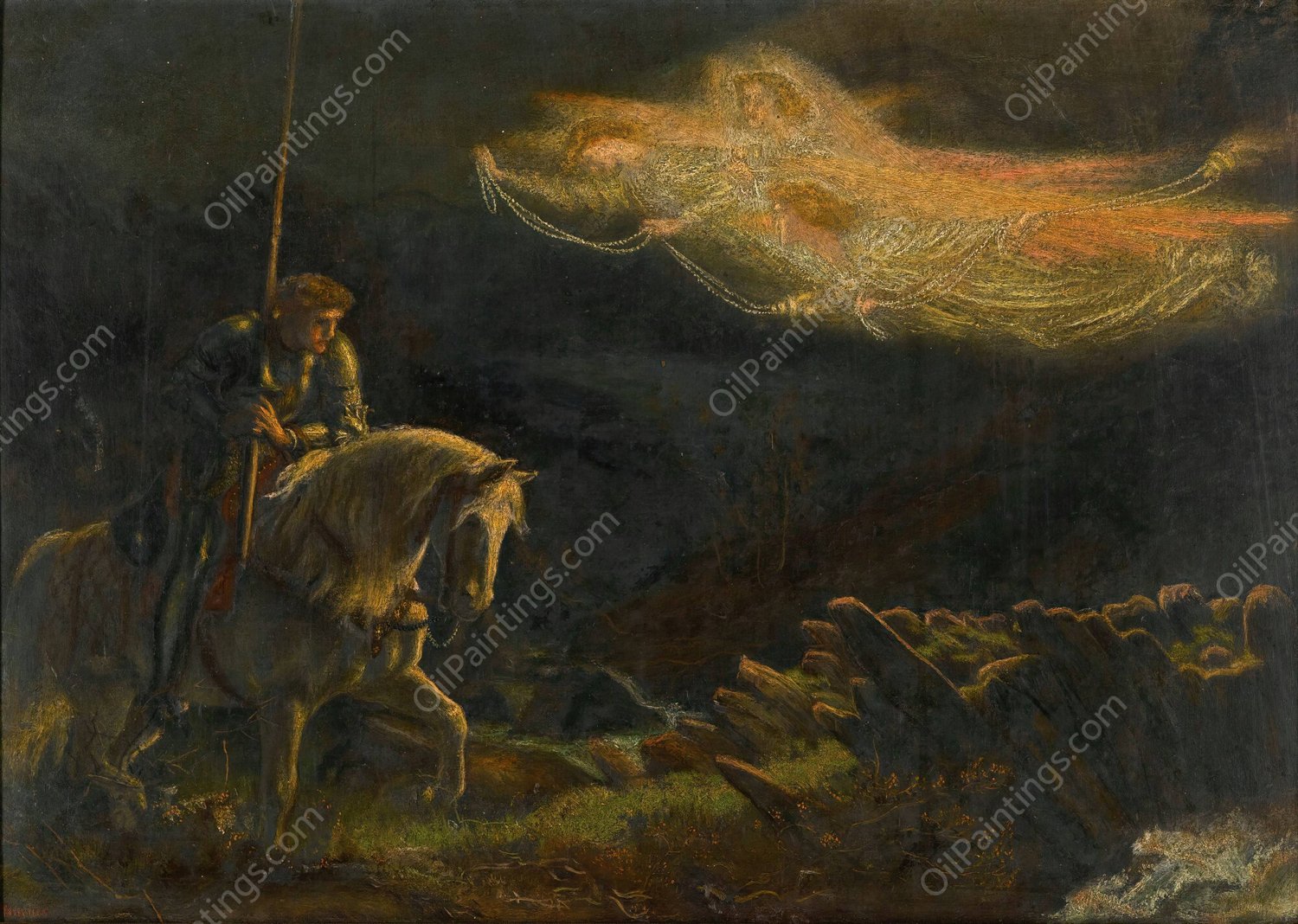Study for Sir Galahad - The quest for the holy grail by Arthur Hughes - Hand-Painted Oil Painting Reproduction