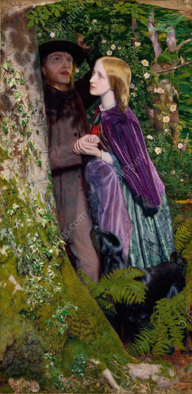 The Long Engagement  by Arthur Hughes - Hand-Painted Oil Painting Reproduction